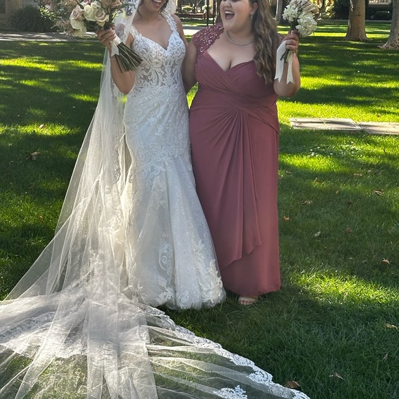 Plus Size AZAZIE Bridesmaid Dress - Chiffon & Lace in Desert Rose - Picture 7 of 7